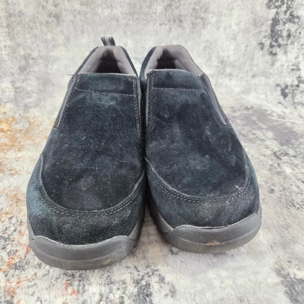 Duluth Trading Company Wild Boar Pig Suede Moc Shoes Mens 8.5 Wide Black Casual